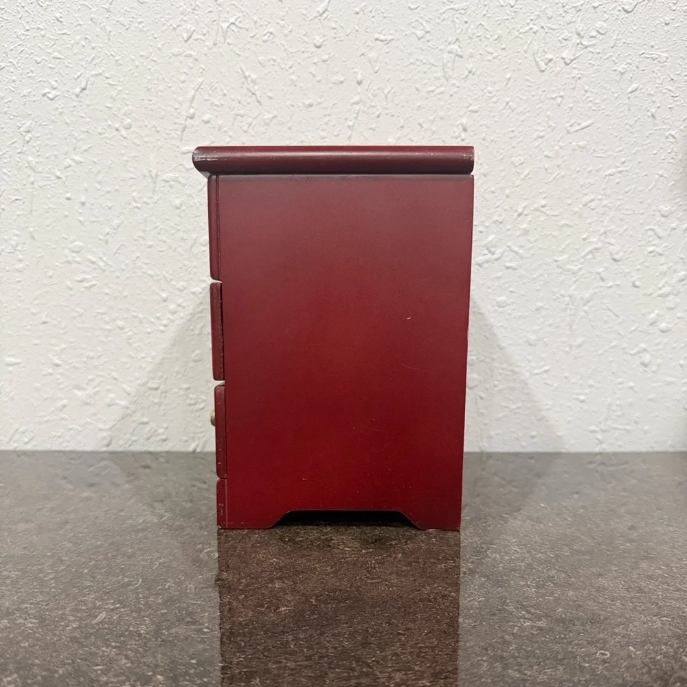 Vintage Red Jewelry Box with Butterfly Accent‎